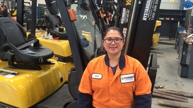 Marievic Solis first Hystandard female apprentice graduate